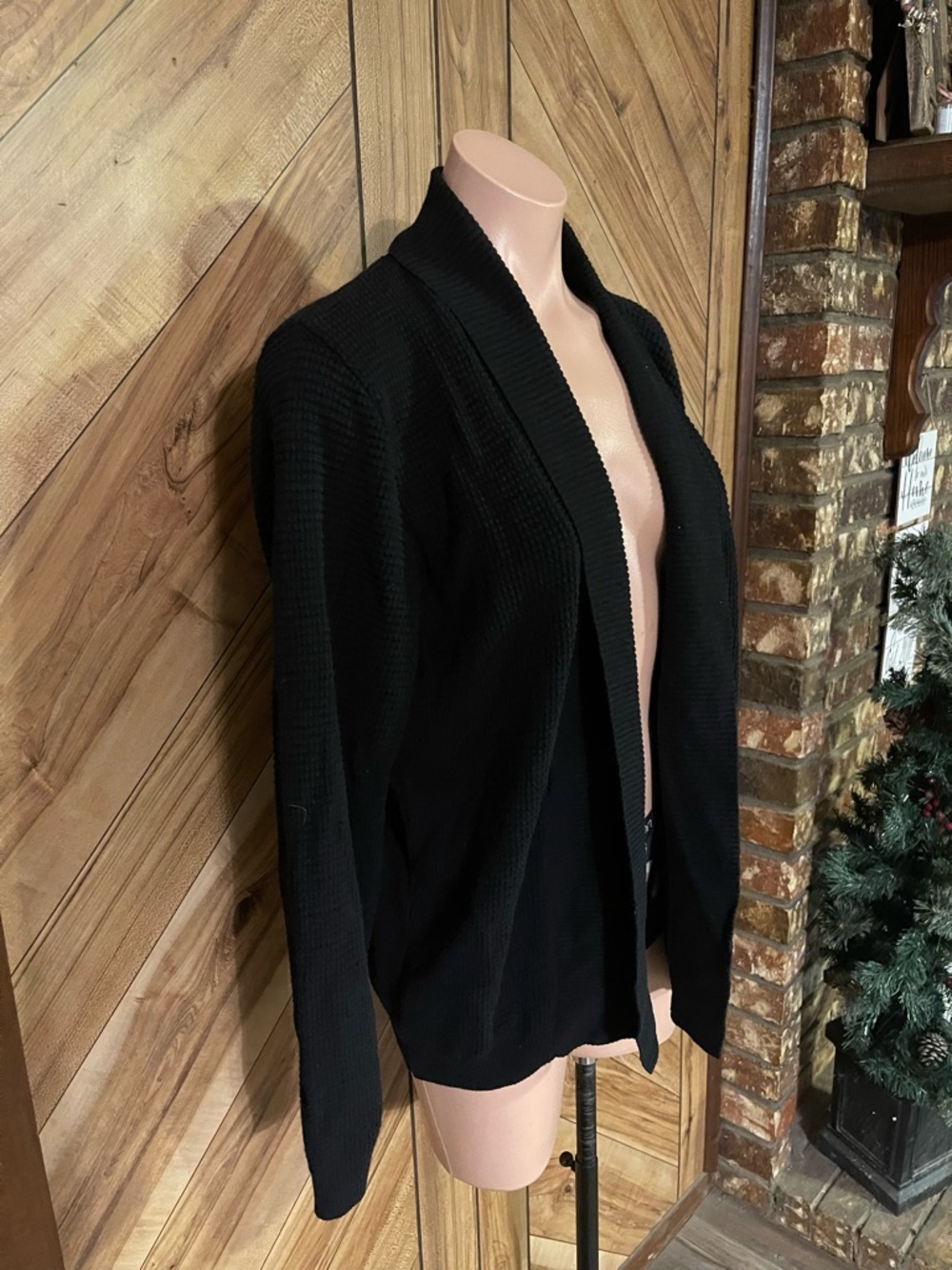 Frederik Anderson Copenhagen Large Black Open Front Knit Cardigan Sweater - Picture 4 of 10